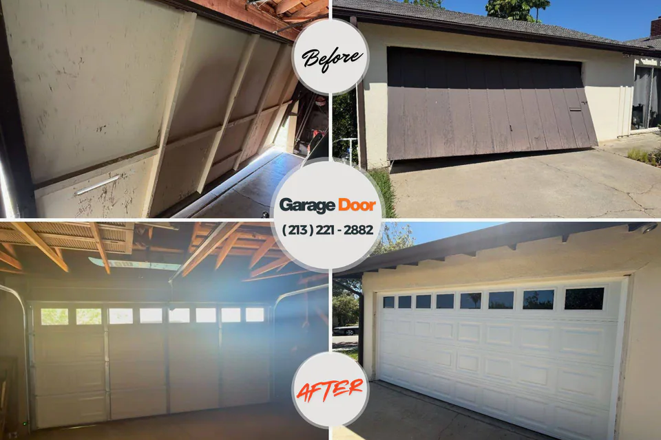 Before and after: garage door repair Cuyahoga Falls, OH